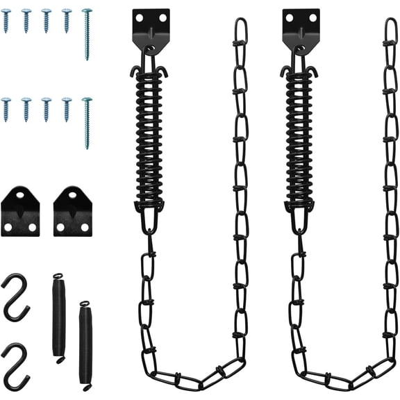 Door Stopper Chain, Screen Stop Chain and Spring to Protect Doors for Wind Safety Storm Closer Front Security Prevent Opening Damage, - 2 Pack