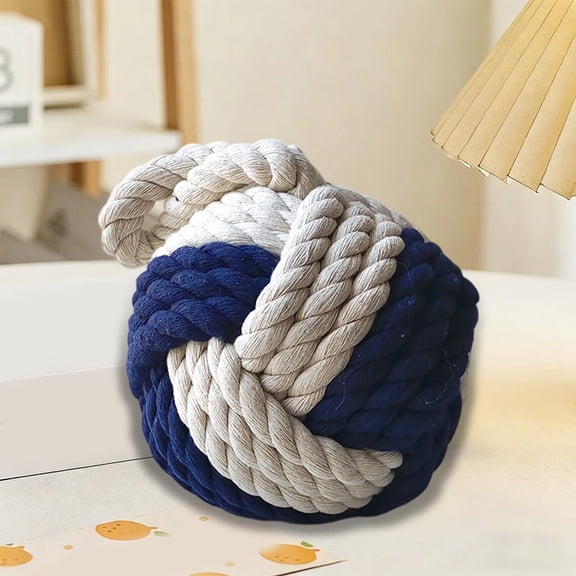 Door Stopper, Heavy Duty Cotton Linen Rope Ball Wedge for Windproof, Collision Prevention Decorative Barricade for Home, 5.5x5.5x5.5 Inch
