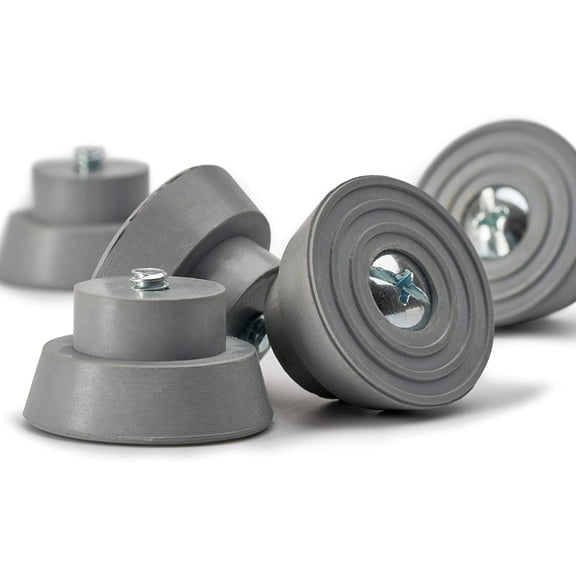 Door Stopper Replacement Rubber Tips - Ribbed Rubber Foot Door Stop Tips for Kickdown/Drop Down Door Stop Holder - Pack of 5 Durable Rubber Door Stoppers with Screws - Grey