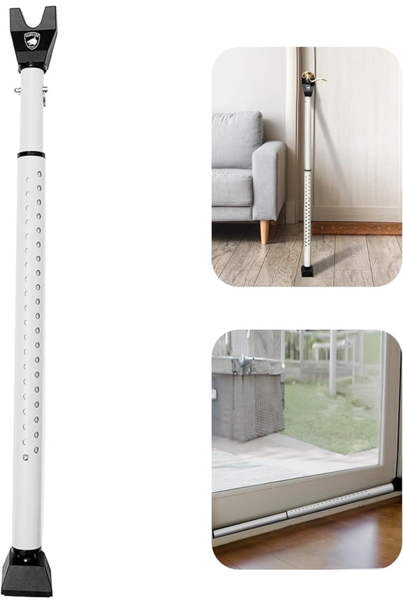 Door Stopper Security Bar, 2-in-1 Adjustable Door Steel Jammer, 300 lbs of Force, by Guard Dog Security, 1 pack White