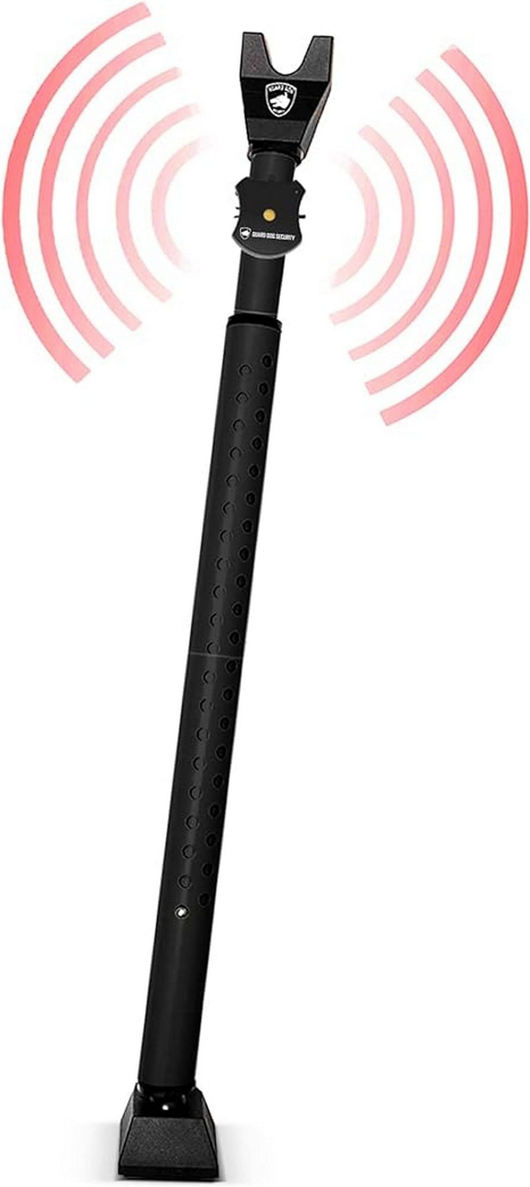 Door Stopper Security Bar with Alarm, 2-in-1 Adjustable Door Knob Jammer & Sliding Door Bar, Black, 300 lbs of Force, by Guard Dog Security