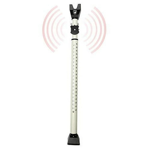 Door Stopper Security Bar with Alarm, 2-in-1 Adjustable Steel Sliding Door Bar, White, 300 lbs of Force, by Guard Dog Security