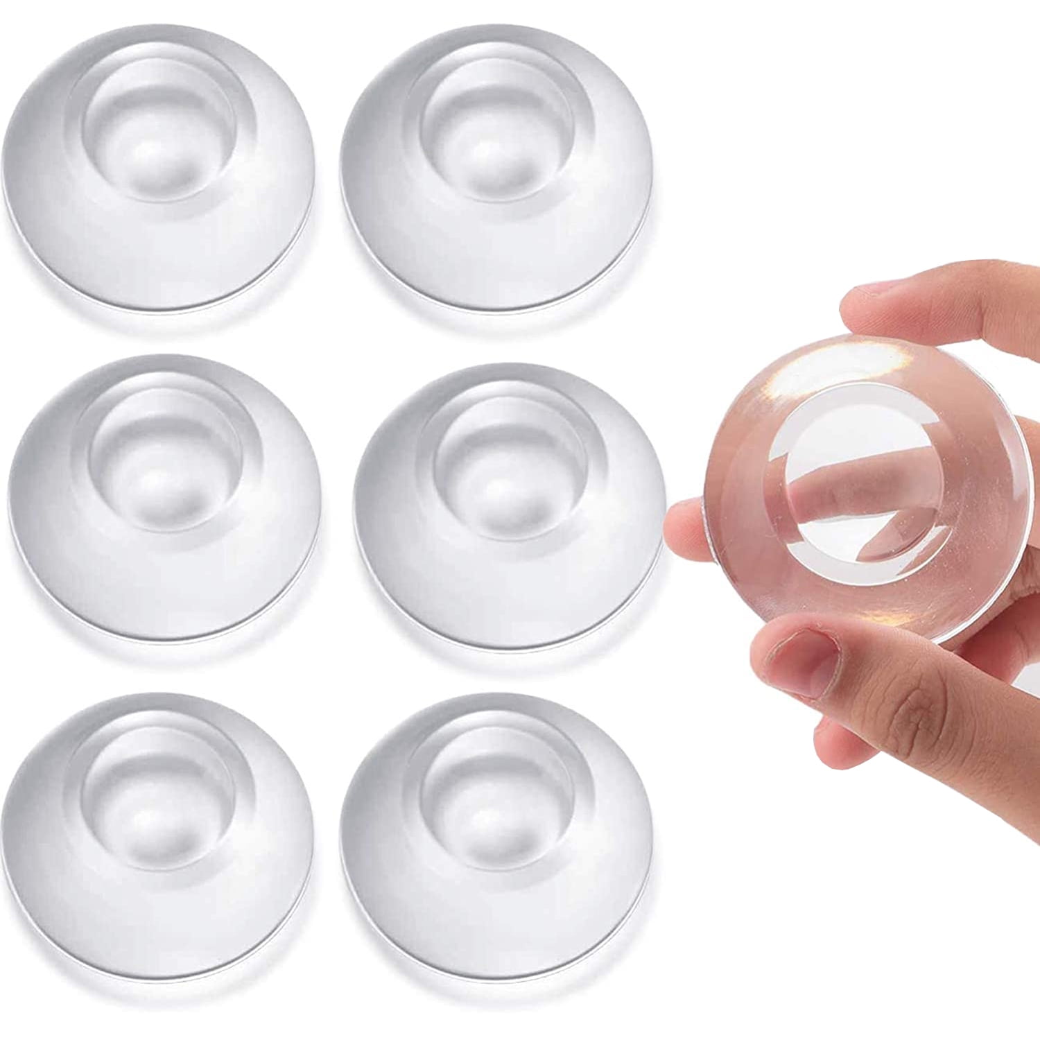 Door Stopper Wall Protector, 6pcs Clear Quiet Shock Absorbent Gel