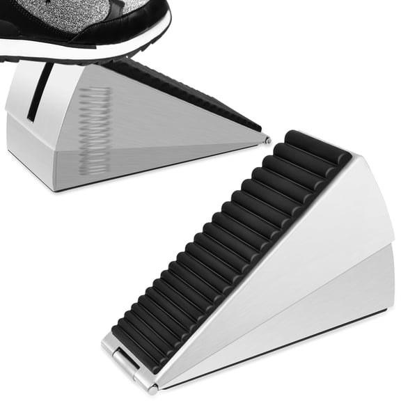 KOLAKO Door Stoppers, Non-Skid Door Stop, 3 Inch Doorstop for Wall Floor, Heavy Duty Door Wedge with Rubber Stainless Steel, Silver, 2 Pack