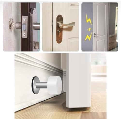 Door Stoppers,2PC Door Stop Wall Protector, Door Stoppers for Bottom of Door with Self Strong Adhesive,for Home & Office Use（Black Door Stopper）