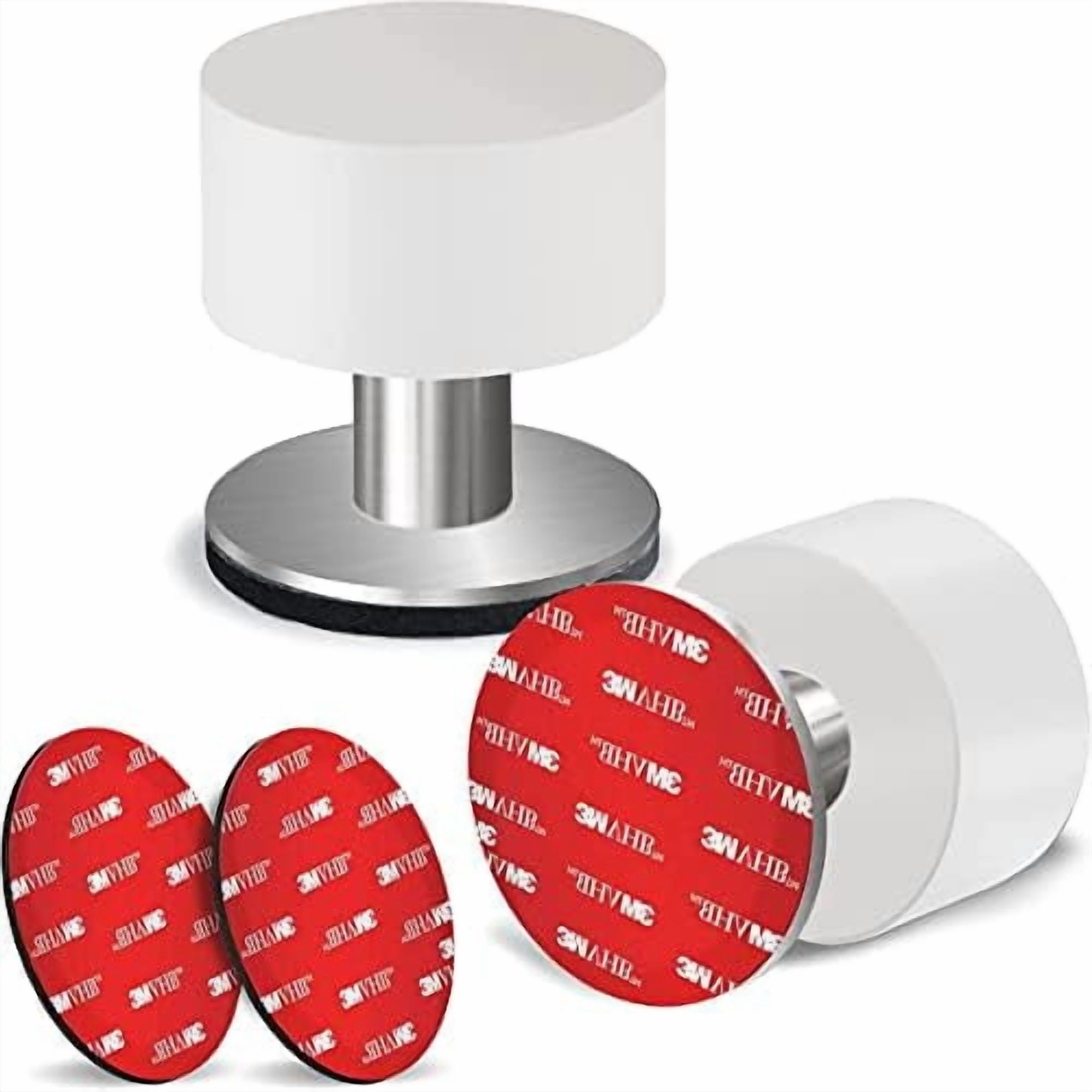 Door Stoppers,2PC Door Stop Wall Protector, Door Stoppers for Bottom of Door with Self Strong Adhesive,for Home & Office Use（White Door Stopper）