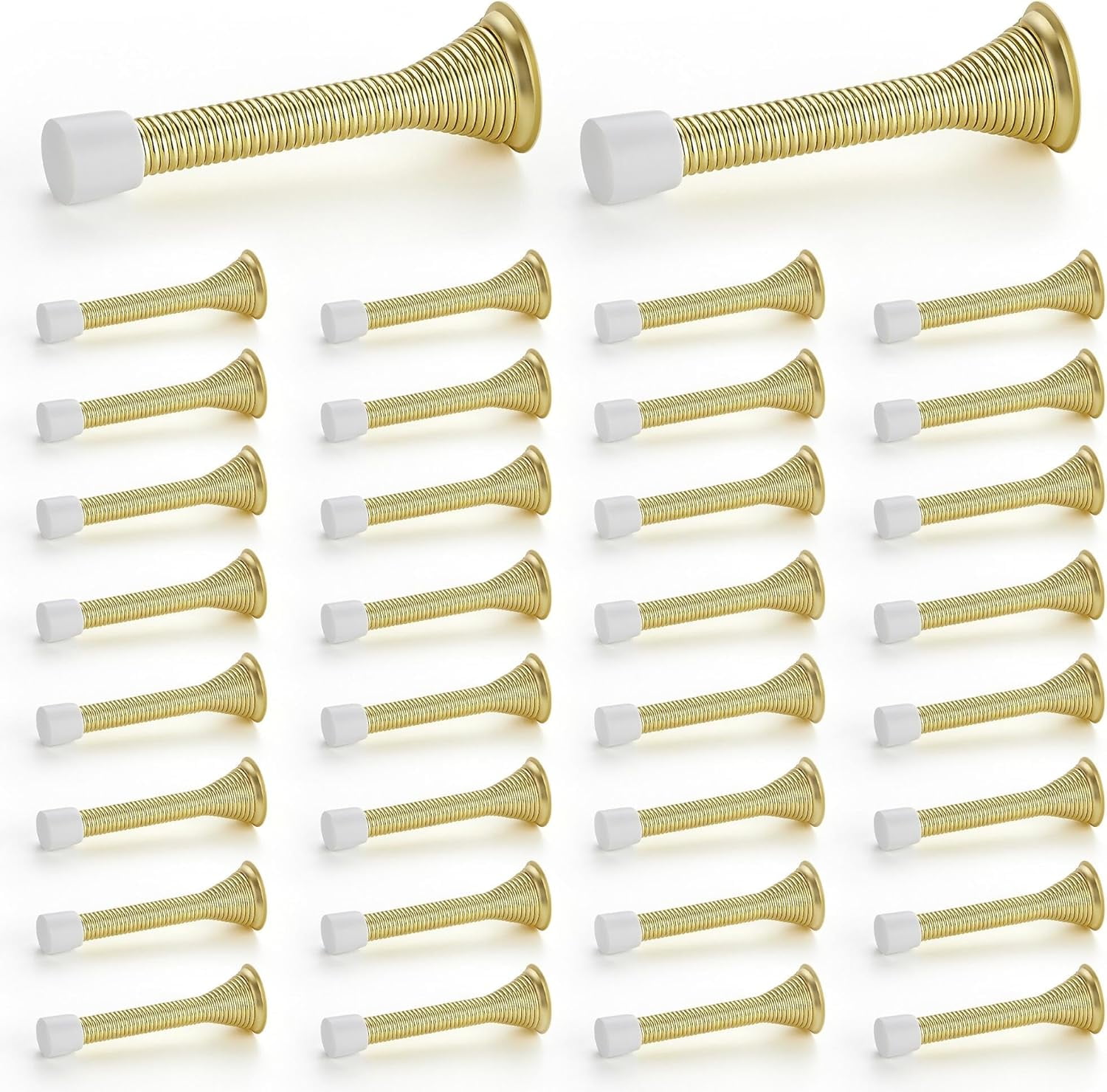 Door Stoppers, 36 Pack Gold Spring Door Stops with Rubber Bumper, Door Stoppers for Bottom of Door