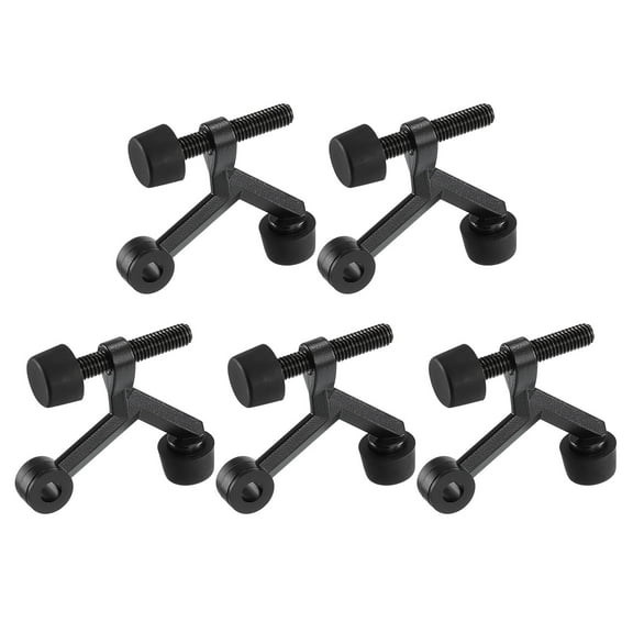 Door Stoppers, 5Pcs 2-1/6" x 1-7/9" - Zinc Alloy Adjustable Hinge Pin Door Stop with Rubber Bumper Tips (Black)
