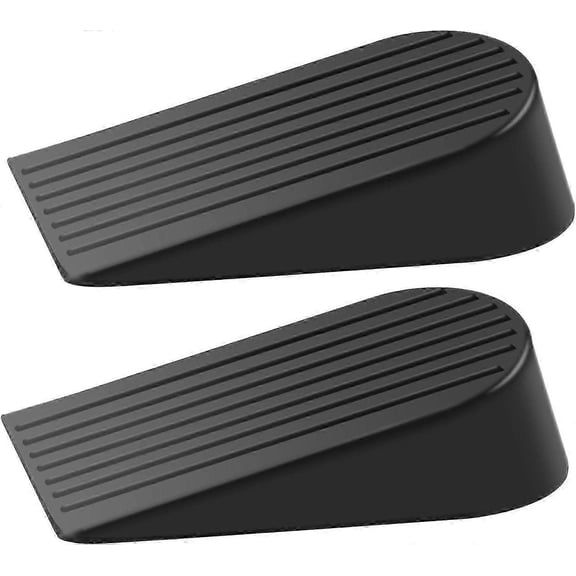 Door Stoppers, Door Wedge Rubber Door Stop Heavy Duty Black Door Wedges Stoppers for Floor, Non Slip Doorstop, 2Pack