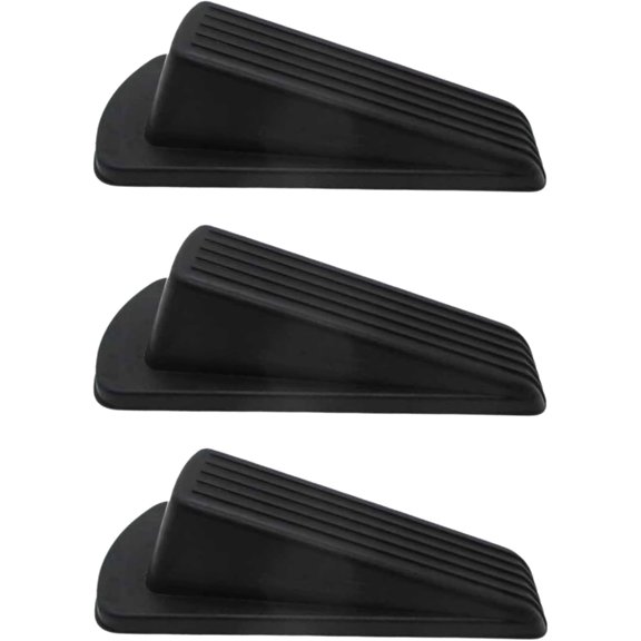 Door Stoppers for Floors – Pack of 3 Black Stoppers for Carpet, Tile, Concrete & Wood – Prevents Lock-Outs & Holds Doors Open – Home Improvement Accessory