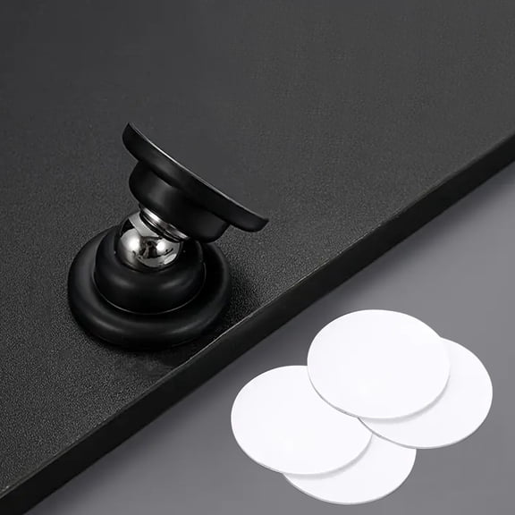 Door Stoppers Magnetic Door Catch - Stainless Steel Heavy Duty Door Holder Stops for Bottom Top of Door - Wall Floor Mounting No Drill 3D Adhesive & Screws Strong Magnet Keep Door Open(Black)