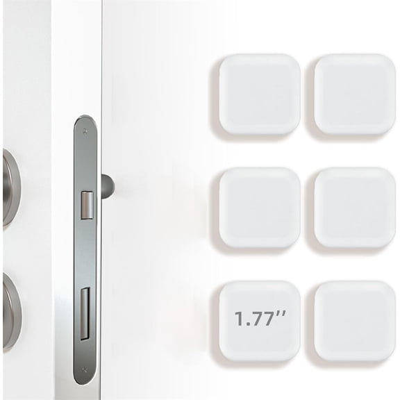 Door Stoppers for Wall - 6 Pieces White Soft Rubber Knob with Super Self Adhesive - Square Wall Cushion - GIXUSIL Guard Door Bumper Wall Protector Slamming Silencer