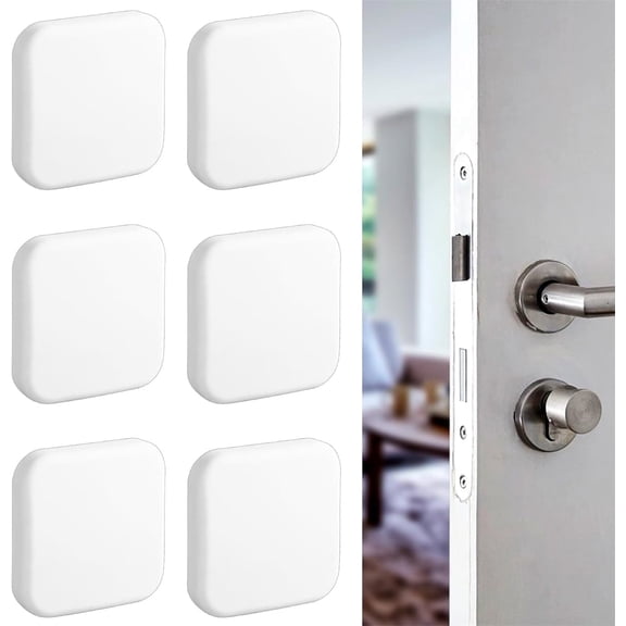 Door Stoppers Wall Protector Buffer Guard Pads, GIXUSIL 6 Pack Doorknob Bumper Self Adhesive Silencer Soft Rubber Crash Pad for Office Fridge Door Handle Slamming Silencer - White