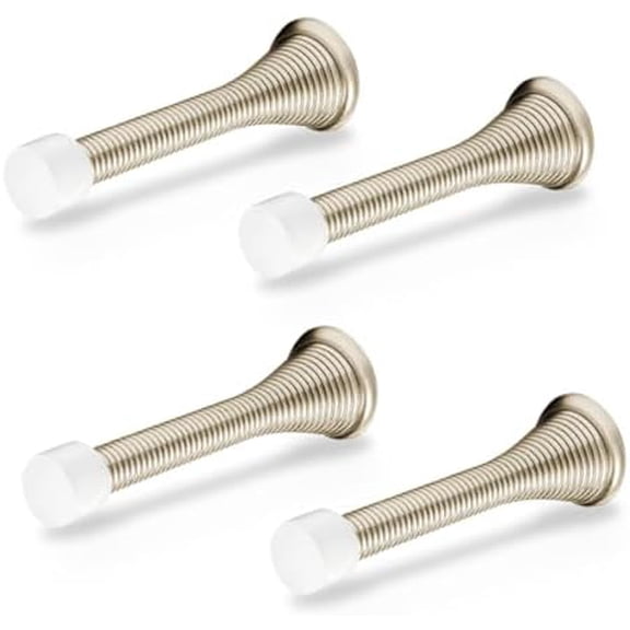 Door Stoppers for Wall – Spring Door Stopper with Rubber Tip – 3-1/4" – Pack of 4 – Doorstop – Ideal for Home, Offices, Schools