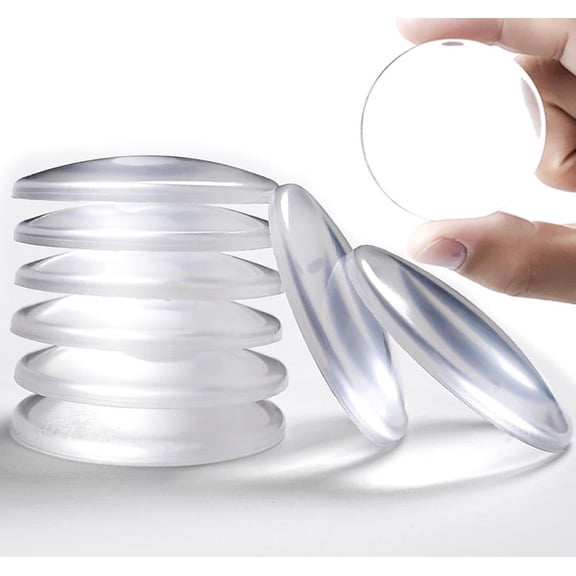 Door Stoppers for Wall Transparent (8pcs, Medium Size 2") Quiet Protector Handle, Round Shield Cushion Strong Adhesive Bumpers Reusable
