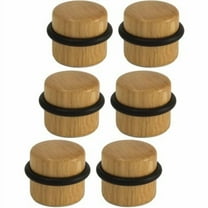 Door Stops - Adhesive Wooden Door Stop for Floor - Doorstops Door and Wall Protection - Pack of 6 units (Oak)