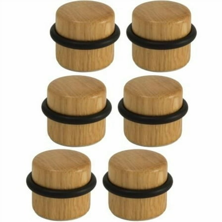 Door Stops - Adhesive Wooden Door Stop for Floor - Doorstops Door and Wall Protection - Pack of 6 units (Oak)