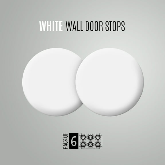 Door Stops, Self adhesive 3M White Door Knob Bumpers 0.3 inch thick - 1.6 inch diameter (6 Pack)