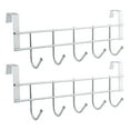 thumbnail image 1 of Over the Door Storage Clearance Sale! Dusknt Cabinet Door Back 5 Hooks 2Pc Stainless 5 Hooks Clothes Door Bathroom Hanger Hanging Loop Organizer, 2*Hook, 1 of 9