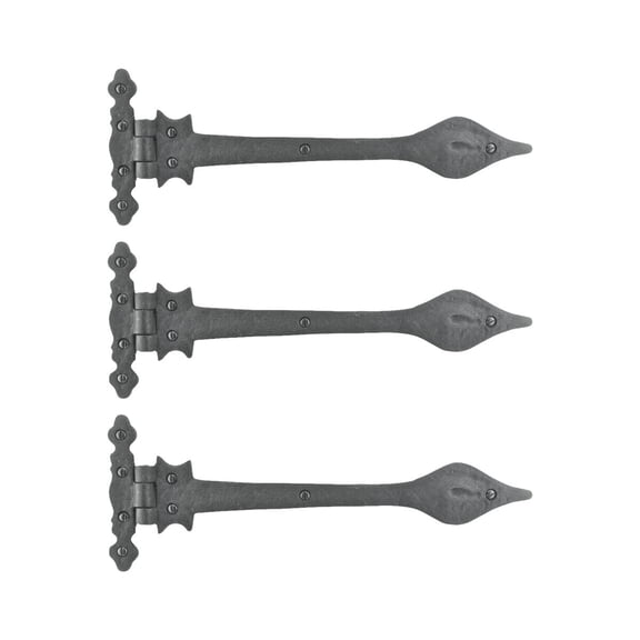 Door Strap Hinge Wrought Iron Spear Tip 11 3/4 in. Set of 3 | Renovator's Supply