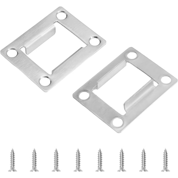 Door Strike Plate 2Pcs Stainless Steel Reinforcement Plate Silver Deadbolt Strike Plate Door Latch Plate Door Backplate Universal Door Lock Hardware with Screws (51mm*40mm)