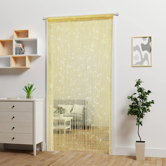 Door String Curtain,Glitter Doorway Curtains,Hanging Room Divider Decor,String Tassel Curtain,Fringe Panel,Boho Doors Tassel for Window Room Decoration,Champagne-39*79 in,Topboutique
