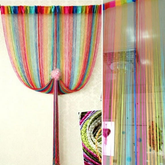 Door String Curtain, Wall Panel Fringe Window Room Divider Blind, Home Patio Bedroom Decorative Tassel Screen Ribbon Strings Strip Silver Thread Screen for Wedding Coffee House 78.8x 39.4inch