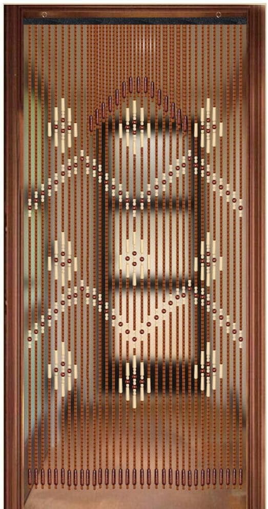 Door String Curtains, 32 Line Porch Drape Fly Curtain Wooden Bead Curtains Room Divider Blind for Bedroom Decorative