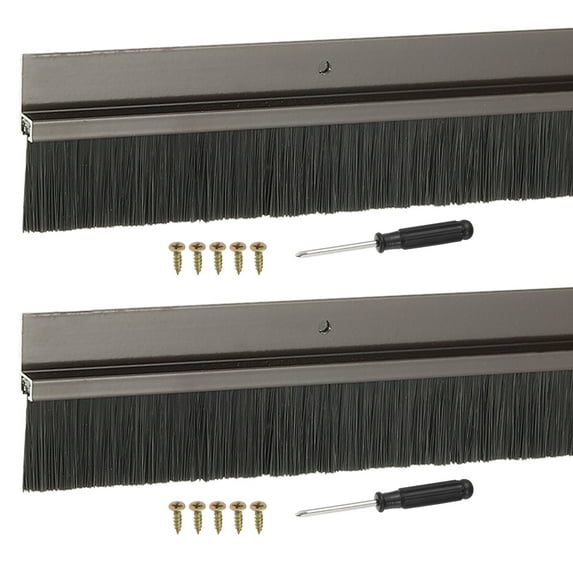 Uxcell Door Sweep Aluminum Alloy Brush Sweeps, Black PP Brush Fit for Gaps of Door Bottom - H-Shape Holder Brown 1.2 Inch