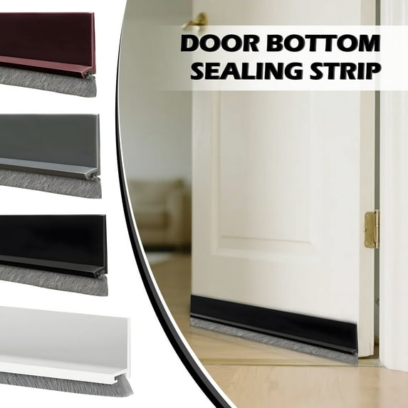 Door Sweep For Bottom Of Door, Under Door Stopper For Bottom Of Door With Brush, Self Adhesive Weather Stripping, Door Seal Dust/Noise/Hot Or Cold Insulation