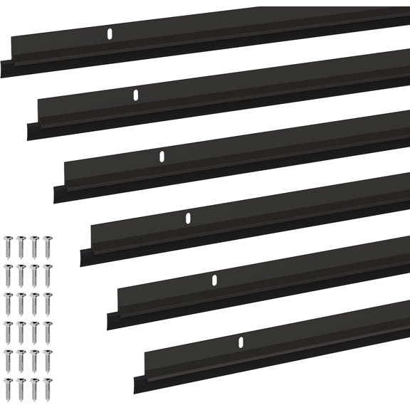 Door Sweep Door Threshold Sweeper, 36in, Brown, 6Pack | Sweep Aluminum and Vinyl for Interior & Exterior Bottom, Dust Bug Draft Stopper Storm Weatherproof Aluminum Vinyl Sweeper