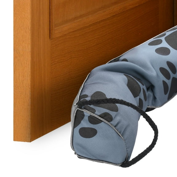 Door Sweep for Bottom of Door, 32" x 3" Door Draft Stopper with Hanging Loops, Gray Black