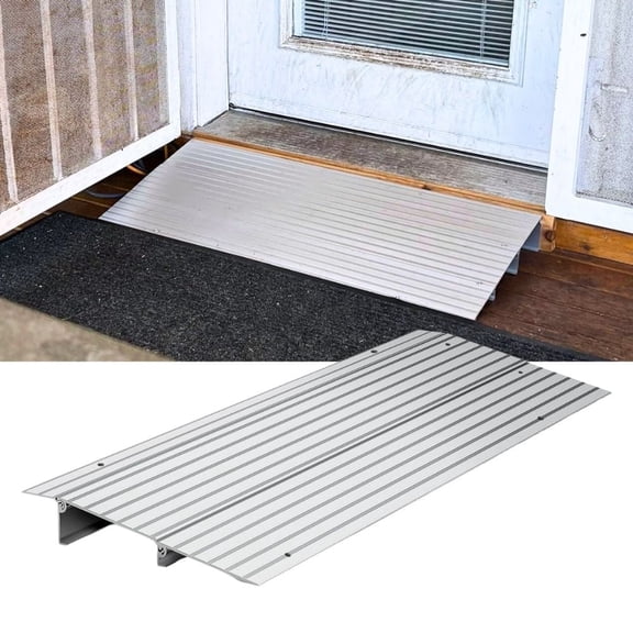 Door Threshold Ramp, 2" Rise Portable Aluminum Wheelchair Door Entry Ramps