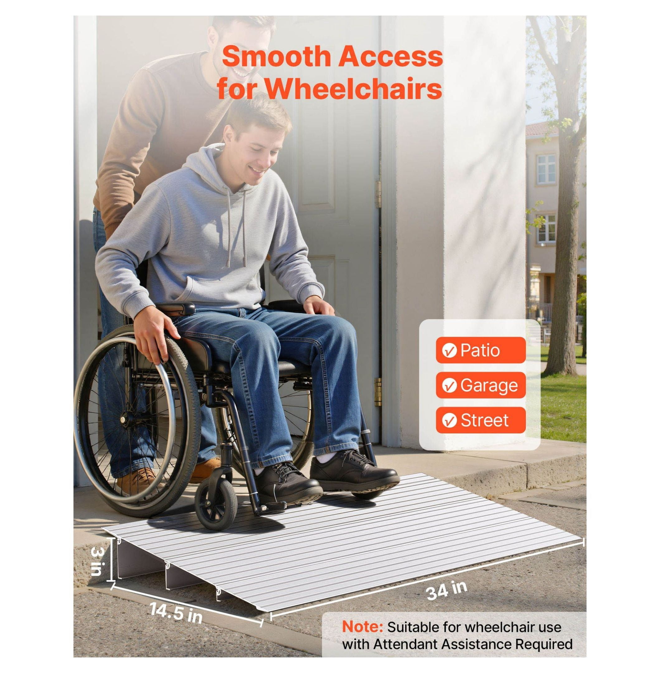 Door Threshold Ramp - 3 Inch Rise, 800lbs Capacity - Aluminum ...