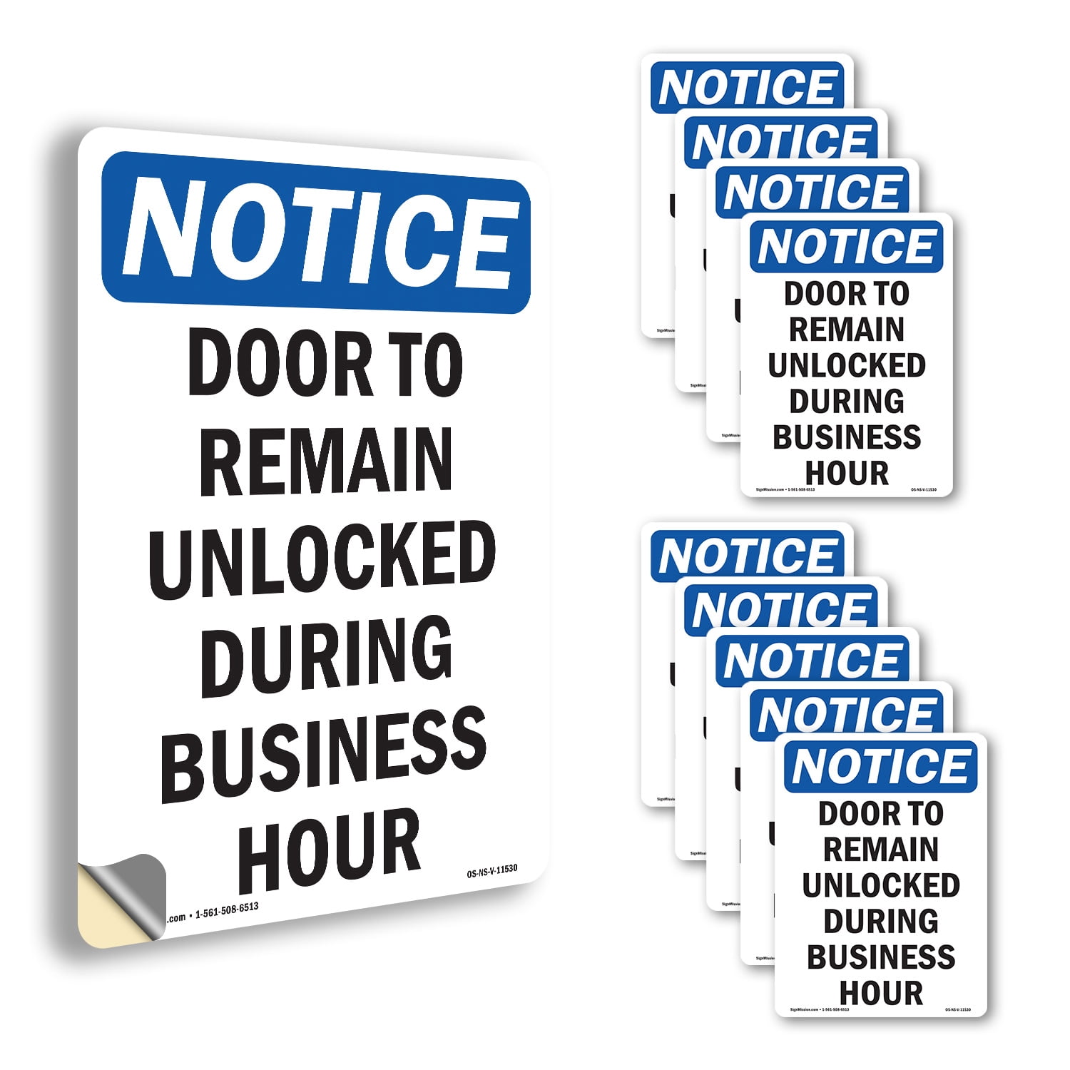 Door To Remain Unlocked During OSHA Notice Vinyl Decal Label 10 Inch x ...