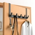 thumbnail image 1 of Over the Door Towel Holder, 5 Door Hanger Hook Heavy Duty Rack for Winter Coat, Fits 1 3/4" Door Widths Cabenit Drawer Hooks Hanging Clothes Towels (Black), 1 of 8