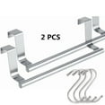 thumbnail image 1 of Over Door Towel Rack 2Pcs,Stainless Steel Over Cabinet Towel Bar with 4 S Shape Hooks,Kitchen Dish Towel Holder, 9in Towel Holder fit on Cabinet Bathroom Cupboard Door-Durable & Rustsistant, 1 of 7