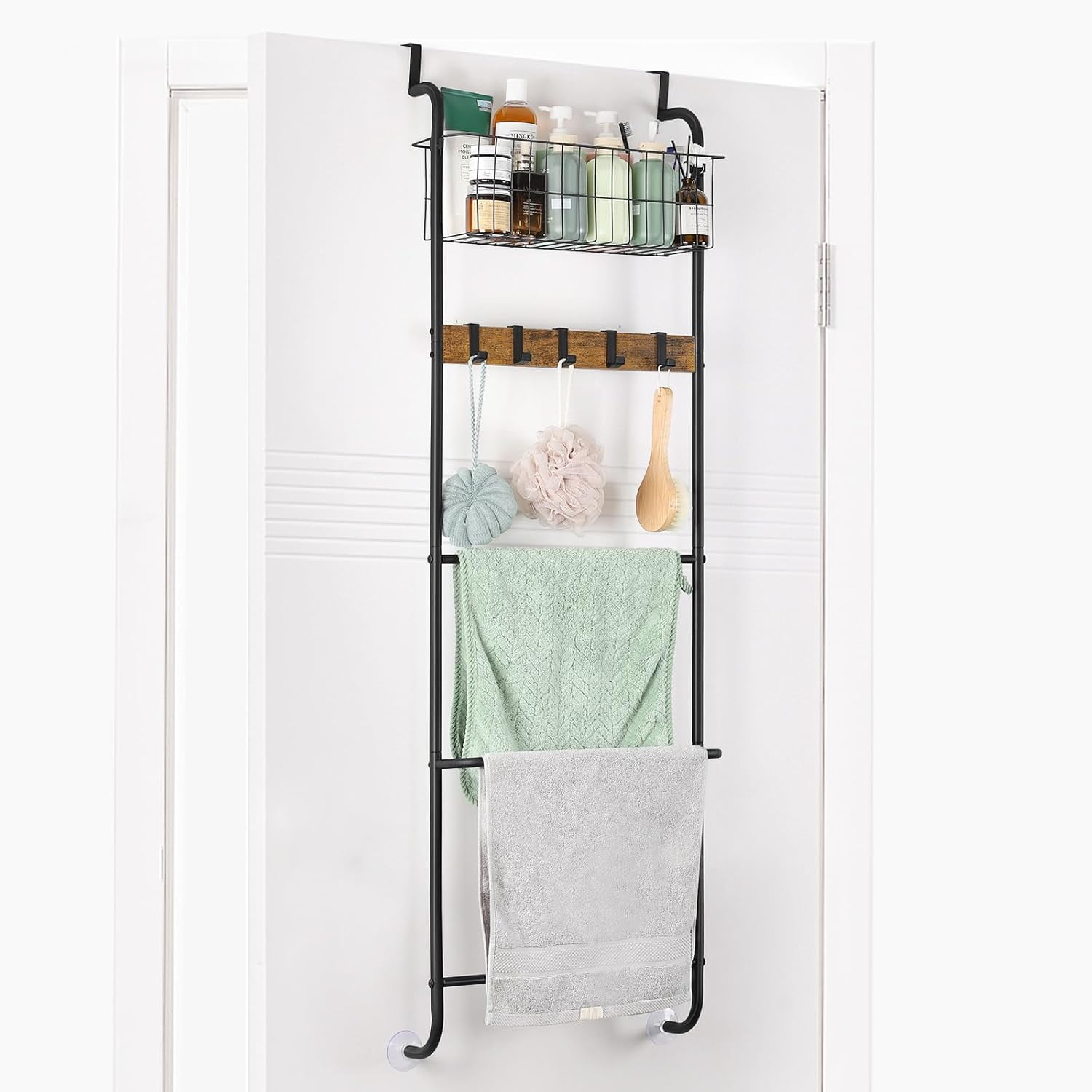 Over The Door Towel Rack Behind Door Towel Holder for Bathroom 5 Tier ...