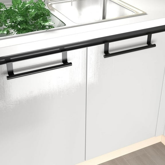 Over Door Towel Rack for Cabinet Dish Towel Holder Kitchen Towel Bar for Tea TowelsOver The Door Hand Towel Hanger for Kitchen Bathroom Cupboard2 Pack Black