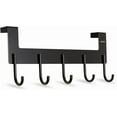thumbnail image 1 of Over The Door Towel Rack,Over The Door Hooks,Heavy Duty Aluminum Over The Door Hanger for Hanging Coat, Bag, Robe,Clothes,Towels,Hat - 5 Hooks, Brush Finish (Matte Black 1Pcs) Black, 1 of 5