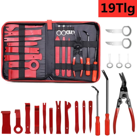 Door Trim & Clip Lifter for Disassembly Red Car Interior Panel Removal Tool Set