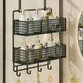 thumbnail image 1 of Over The Door Two Tier Storage Basket Organizer with Hooks, Space-Saving Hanging Shelf for Bathroom, Kitchen, Pantry, Tool-Free Setup, Large Capacity for Toiletries, Snacks and Daily Essentials, 1 of 6