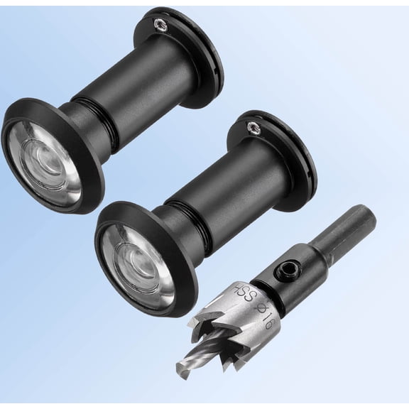 Door Viewer Peephole, Copper Privacy Door Viewer with Privacy Cover, Fits Door Peep Hole with Drill Bit for Security, Black