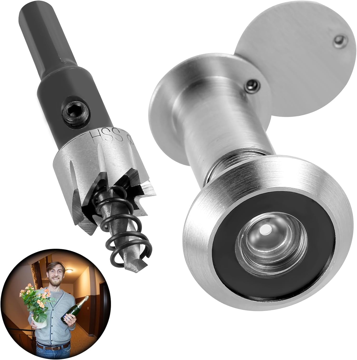 Door Viewer Peephole with Privacy Cover Brass 200Degree Safety Door