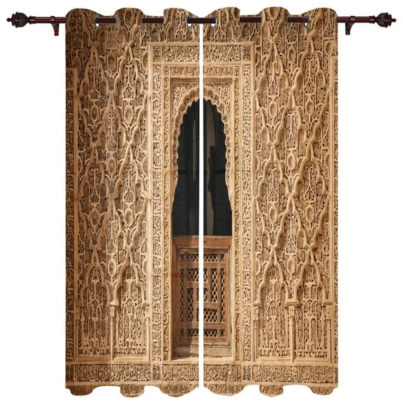 Door Wall Carving Texture Large Curtains For Living Dining Modern Simple Curtains Finished Curtains For Dining Room Bedr