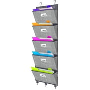 Over the Door Wall File Organizer, Hanging File Folders Organizer with 5 Large Pockets for Office and Back to School Sup