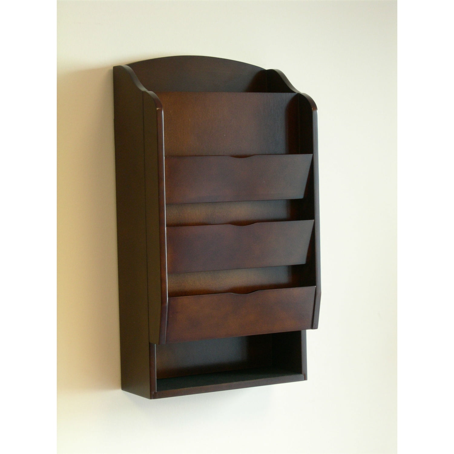 Door Wall Mount Organizer Letter Holder Mail Sorter in Dark Walnut Walmart