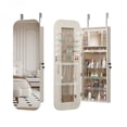 thumbnail image 1 of Door/Wall Mounted Jewelry Cabinet Armoire with Full Length Mirror Lockable Interior Lighted Mirror Irregular Design HD Silver Mirror Jewelry Organizer White MDF, 1 of 10