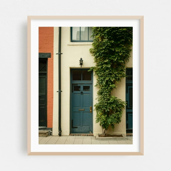 Door on Washington Mews, Manhattan 01 - Manhattan New York Photography Architecture Vintage Botanical Cityscape Street Photography Rustic Oak Framed Wall Art Print 18 x 24 inches