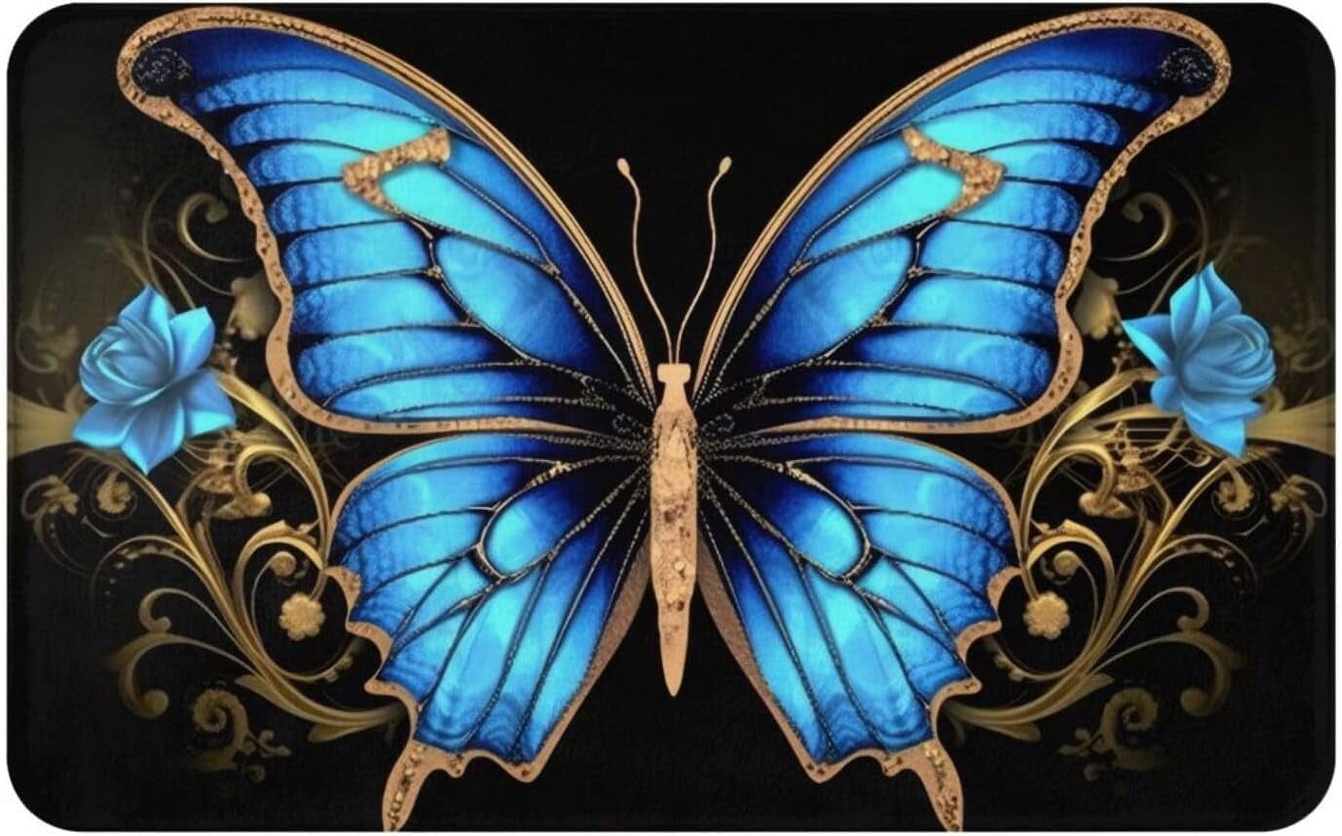 Door Wat Outdoor Doormats Funny Blue Butterfly Print Doormat Indoor Mat